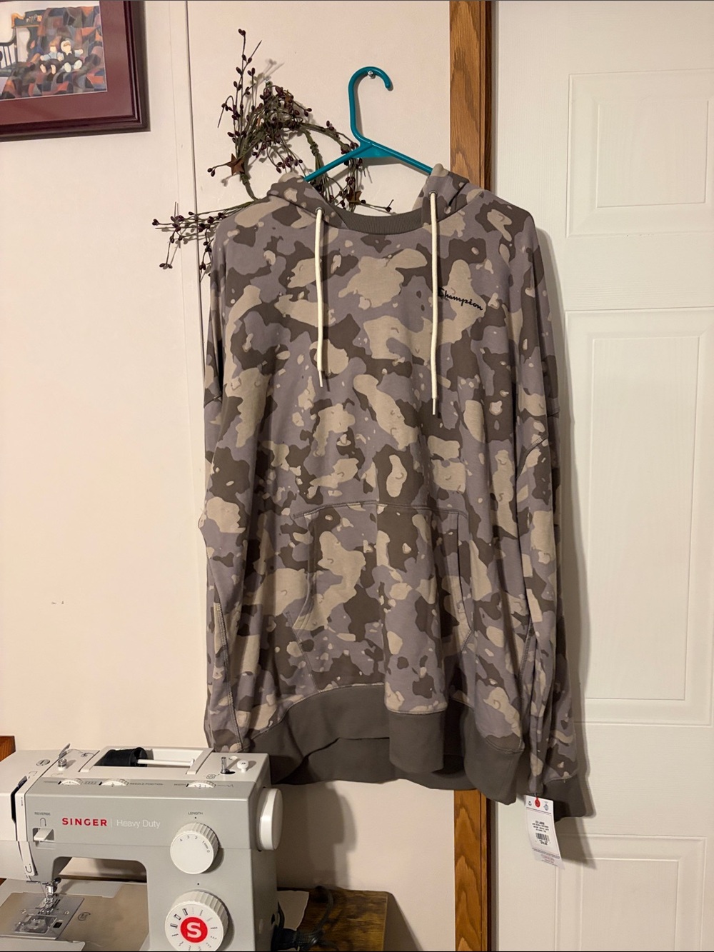 Champion Gray and Cream Camo Hooded Pullover